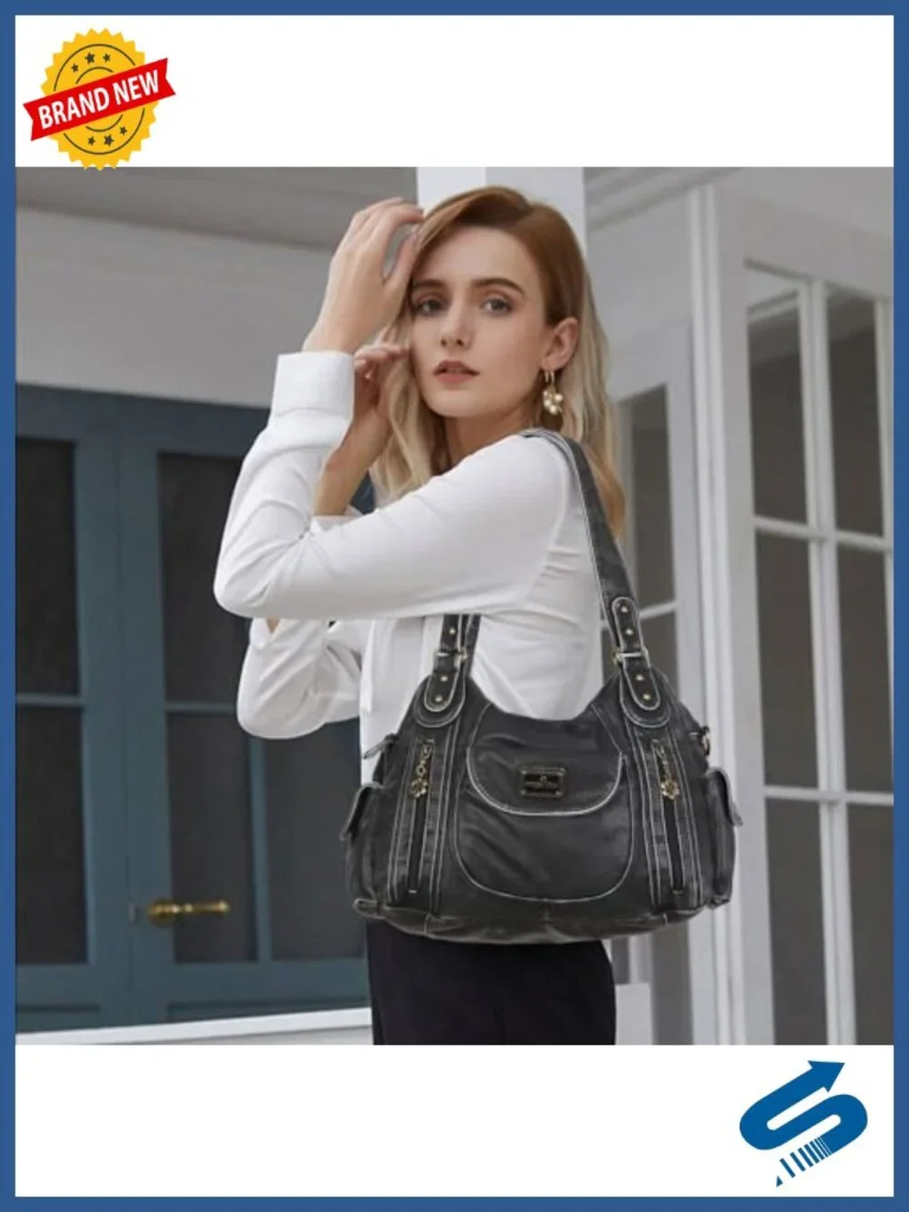 Large Hobo Tote Purse with Multiple Pockets Faux Leather Shoulder Bag